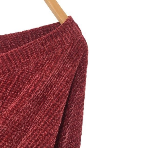 SPRING HAZE Burgundy Chenille Cropped Balloon Sleeve Sweater Top Size Small - Picture 10 of 12